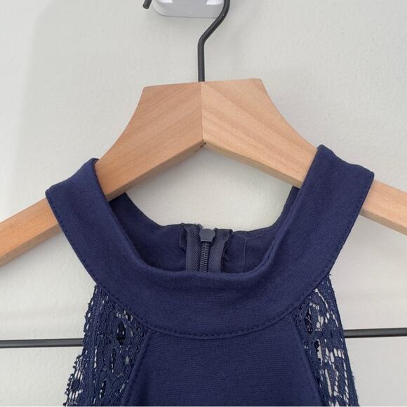Lulus Lace Edge Cutout Waist Mini Dress Sleeveless High Neck Zip Up USA Made EUC - Picture 5 of 10